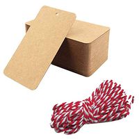Kraft Paper Gift Hang Tags,100pcs Brown Craft Tags with Natural Twine Sturdy Gift Package Tags for Father's Mother's Christmas Day 1.2 * 2inch (Brown)