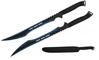 Tactical Master 27" Twin Tactical Machete 2 Pcs Set, Ninja Weapon,  Katana Twin Sword (Blue)