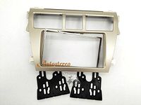 Autostereo Car Stereo Radio Fascia, Facia Panel Complete Fitting Kit for TOYOTA Vios 2007-2012 Belta 2005-2008 Yaris Sedan 2006+ Silver Car Radio Stereo Facia Frame Gold color