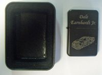 Dale Earnhardt Jr car #8 Engraved Black Plated Brass Refillable Lighter in Black tin case
