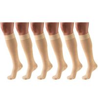 30-40 mmHg Compression Stockings for Men and Women, Knee High Length, Dot-Top, Closed Toe Beige 2X-Large (6 Pairs)