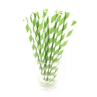 Disposable Straw,Fheaven 25pcs Disposable Drinking Straws Striped Drinking Straws for Home Bar Party Cocktail (Green)