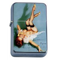 Redhead Pin Up Girl Telephone Windproof Refillable Flip Top Oil Lighter with Tin Gift Box D-010