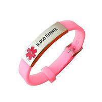 Lyndong Blood Thinner Engraved Medical Alert ID Sports Bracelet Silicone Wristband for Men and Women Adjustable Size(Pink-Blood Thinner)
