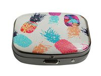 PTCRMG Pineapple Fruit with Happy Vibrant Colors Image Custom Unique Pill Box Case Tablet Medicine Pocket Purse Travel Pill Vitamin Decorative Box Case Holder