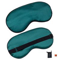 BLAU GRUN Silk Sleep Eye Mask for Sleeping, Blockout Blindfold with Adjustable Strap, Good Night Eyeshade for Women Men, Travel & Naps & Yoga Meditation & Shift Work, Include Travel Pouch & Ear Plugs