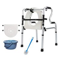 Folding Walker and Toilet Chair Detachable with Sitting Board and Wheel - Walking Aids for Elderly, Seniors, Handicap, Disabled,Max 180 kg(400 lbs)