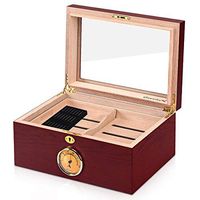 Giantex Desktop Cigar Humidor Tempered Glasstop Lockable w/Humidifier Hygrometer (75-100 Cigar)