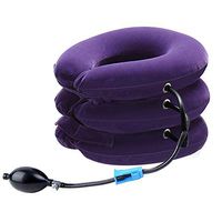 VRORKV Neck Traction Device Relief Neck/Shoulder Pain Neck Support Inflatable Cervical Pillow Manual Pump Adjustable Home Use (Purple)