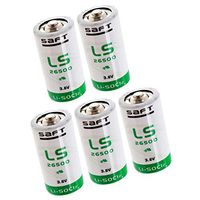 5x SAFT LS26500BA Size C 3.6V 7700mAh Lithium Battery for Emergency Backup, Data Collection, AMR Add-ons, Smoke Alarms, Carbon Monoxide Detectors, Intrusion Sensors, Fleet Monitoring