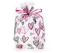100ct Small Pink"Mine All Mine" Hearts 7x2x3" Cello Cellophane Treat Food Snack Bags