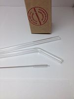 Thestrazspot Crystal Clear 1bent 1straight Glass Straw Set of 2 with Cleaning Brush 9.5mm X 8 Inch