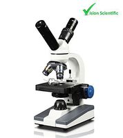 Vision Scientific VME0018-ST-RC Dual View Elementary Level Compound Microscope, 10x WF & 25x WF Eyepiece, 40x-1000x Magnification, Brightfield LED Illumination, Mechanical Stage, Rechargeable Battery