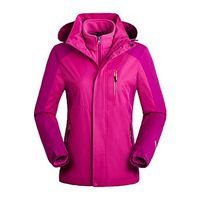 HebeTop Women's Ski Jacket Winter Jacket Waterproof 3 in 1 Mountain Coat Windproof Hooded with Inner Warm Fleece Coat (Hot Pink, L)