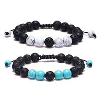 BOMAIL 8mm Lava Rock Aromatherapy Anxiety Essential Oil Diffuser Bracelet Braided Rope Natural Stone Yoga Beads Bracelet for Men Women