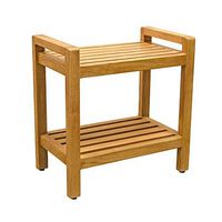 Asta Spa Teak Shower/Bath Stool with Arms and Bottom Shelf, Amati