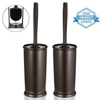 Homemaxs Toilet Brush and Holder 2 Pack 【2020 Upgraded】 Deep Cleaning Toilet Bowl Brush Set Ergonomic, Sturdy Bathroom Accessories Plastic (Venetian Bronze)