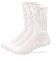 Carolina Ultimate Non Binding Half Cushion Diabetic Crew Socks 3 Pair Pack (White, Large)