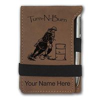 Mini Notepad, Barrel Racer Turn N Burn, Personalized Engraving Included (Dark Brown)