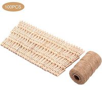 Herva 100PCS Mini Rope Pegs Clips Set Photo Clip String Natural Wooden Craft Clothespins Fits for Christmas Tree Bedroom Wedding Party Hanging Photos Pictures Cards