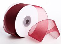 25 Yard Spool of Elegant Light and Sheer Burgundy Organza Ribbon- 1.5" Wide