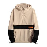 Men's Zipper Hoodies Sweatshirt,WYTong Newest Casual Fashion Patchwork Hooded Long Sleeves Pullover Tops(Khaki,XXL)
