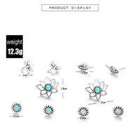 5 Pairs/Set Jewelry Stud Earrings Set Turquoise Lotus Flower Dragonfly Leaves Best Good Fine Accessories Women Stylish Womens Cheap Novelty Bangle Comfortable