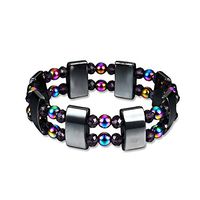 New-Hi Unisex Dual Layer Multicolor Magnetic Bracelet Therapy Health Care Natural Hematite Stone Beads Bangle Wrap for Men Women