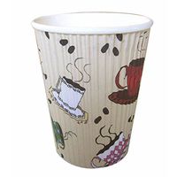 PacknWood Corrogated Paper Hot Drink Cup with Teacup Design, 12 oz. Capacity (Case of 500)