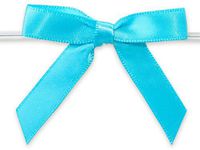 TURQUOISE 2" Pre-Tied Satin Bowswith 4-1/2" Twist Ties~ 3/8" ribbon 20 unit, 12 pack per unit.