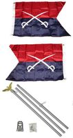 Moon Knives 2x3 Historical General Custer 2ply Flag Aluminum Pole Kit Set - Party Decorations Supplies For Parades - Prime Outside, Garden, Men Cave Decor Flag
