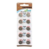 TOPPOWER Alkaline Button Cell Battery 1.5V LR44 / 357 / G13 / A76 (10 Batteries)
