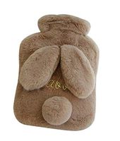 [Brown] Hot Water Bottle Filling Water Plush Hand Warmer, 800ml