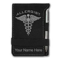 Mini Notepad, Allergist, Personalized Engraving Included (Black with Silver)