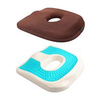 YOUDirect Gel Seat Cushion Memory Foam Coccyx Cushion with Orthopedic Design for Lower Back Pain Tailbone and Coccyx Sciatica Relief - Home, Office & Car Use (Brown)