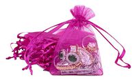 TheDisplayGuys 48-Pack 2x3 Hot Pink Sheer Organza Gift Bags with Drawstring, Jewelry Candy Treat Wedding Party Favors Mesh Pouch