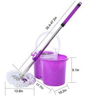 US Fast Shipment Quaanti Upgraded Stainless Steel 360 Spin Mop & Bucket System,Self-Wringing Mop with 3 Microfiber Mop Heads,Wet/Dry Mop for Commercial and Home Floor Cleaning Rotating Mop (Purple)