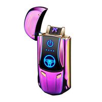 Dual Arc Lighter USB Double Arc Lighter Rechargeable Flameless Windproof Electronic Mini Portable Plasma Lighters No Gas Good for Cigar Candle Cigarette Pipes (Rainbow Double Arc Lighter)