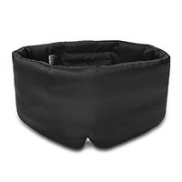 100% Mulberry Silk Sleep Mask Eye Mask for Man and Woman with Adjustable Headband, Full Size Large Sleep Mask & Blindfold for Total Blackout for All Night Sleep, Travel & Nap- Black