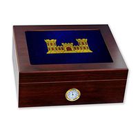 Premium Desktop Humidor - Glass Top -US Army Corps of Engineers, branch insignia