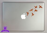 Overly Attached Decals Small Flock of Birds in Flight Vinyl Decal Sized to Fit A 13" Laptop - Copper Metallic