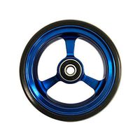 RIANTWHEEL, 4 X 1.0 inch, Solid, PU Wheels, Wheelchair Casters, Aluminum Rim, one Pair (Blue)