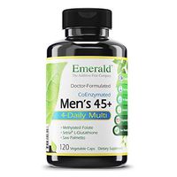 Men's 45+ 4-Daily Multi - Multivitamin with CoQ10, Saw Palmetto & Extra Lycopene - Supports Heart Health, Energy Boost, Immune System, Strong Bones - Emerald Labs - 120 Vegetable Capsules