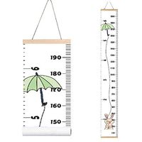Miaro Kids Growth Chart, Wood Frame Fabric Canvas Height Measurement Ruler from Baby to Adult for Child's Room Decoration 7.9 x 79in (7.9 x 79in, Umbrella Rabbit)