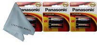 Panasonic 2CR5 6-Volt Photo Lithium Cylinder Batteries 2CR5M 3 Pack, with Cloth