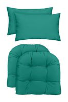 RSH Décor Indoor/Outdoor - 2 U-Shape Wicker Chair Cushions & Bonus Lumbar/Throw Pillows (2 (19" x 19") Cushions & 2 (20" x 12") Pillows, Solid Cancun Fabric)