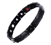 HiTreasure Men Women Power 4 Elements Black Titanium Steel Magnetic Therapy Health Bracelet for Arthritis Headache Pain(Imported,3000 Gauss Each Link)
