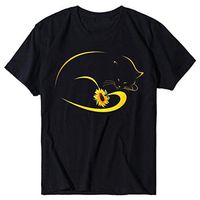 Short Sleeve Tee Blouse for Women,Amiley Womens Creative Cat and Sunflower Print Simple Summer Short Sleeve O-Neck T Shirts Blouses Tops (X-Large, Black)