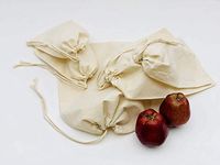 Cotton Muslin Bags, 100% Organic Cotton with Single Drawstring. Premium Quality Reusable Eco-Friendly Natural Muslin Bags. (50, 6x10 Inches)