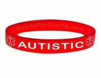 Autistic ID Bracelet Wristband - Red - 6 Inches